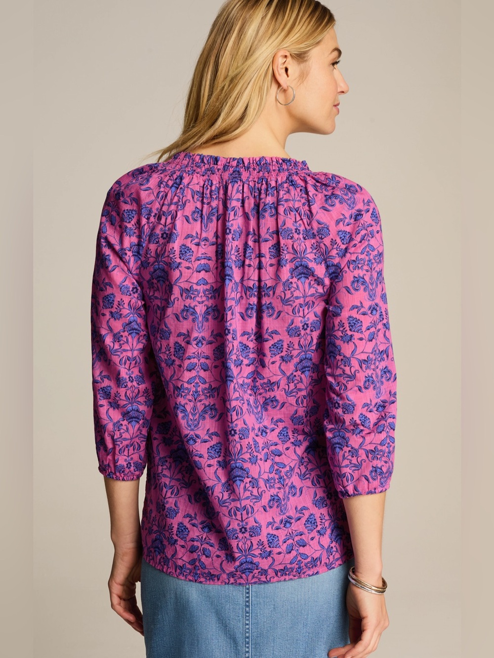 NEW! J. Jill Smocked Floral Top. Small. - Picture 10 of 11